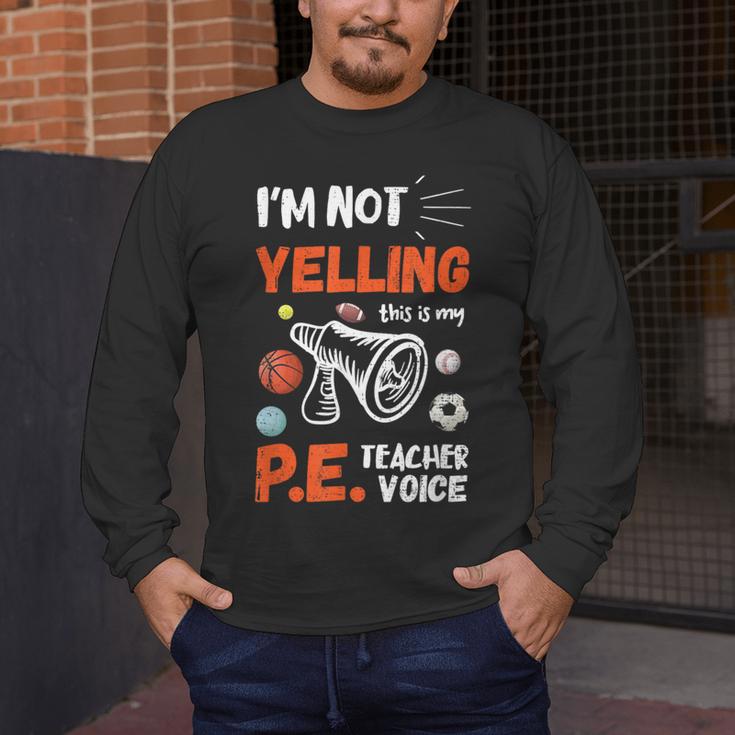 PE Teacher Voice PE Teacher School Fitness Class Men's Long Sleeve T-Shirt, funny design