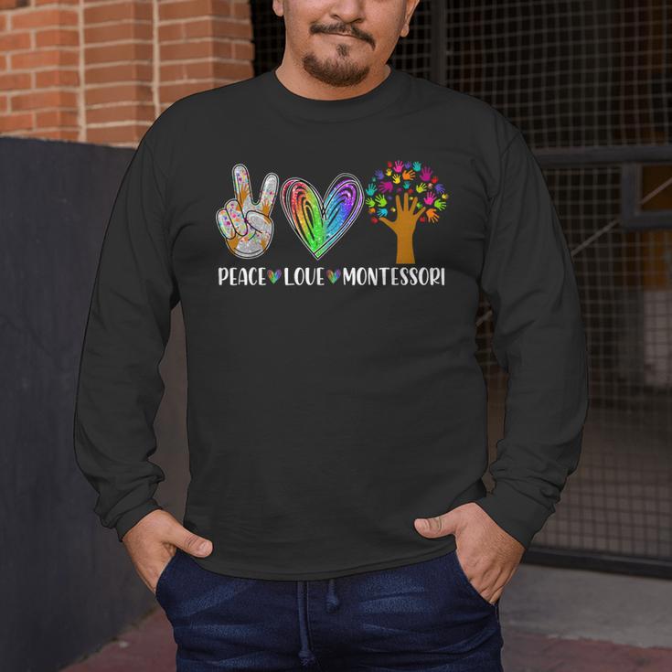 Peace Love Montessori Daycare Teacher Appreciation Men's Long Sleeve T-Shirt, funny design Peace Love Montessori Daycare Teacher Appreciation Men's Long Sleeve T-Shirt, funny design