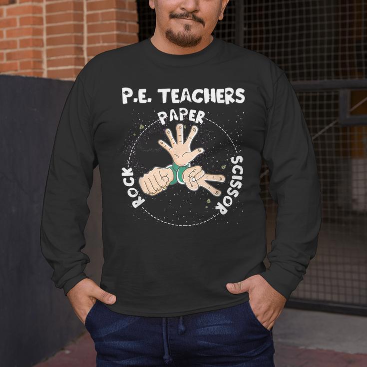 Physical Education PE Teacher Rock Paper Scissor Men's Long Sleeve T-Shirt, funny design