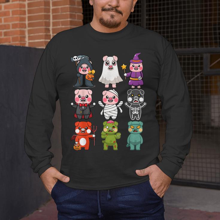 Pig Spooky Ghost Witch Boo-Jee Horror Pumpkin Pig Halloween Men's Long Sleeve T-Shirt, funny design