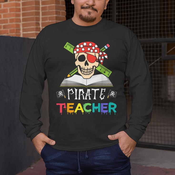 Pirate Teacher Halloween Skull Adult Men's Long Sleeve T-Shirt, funny design Pirate Teacher Halloween Skull Adult Men's Long Sleeve T-Shirt, funny design