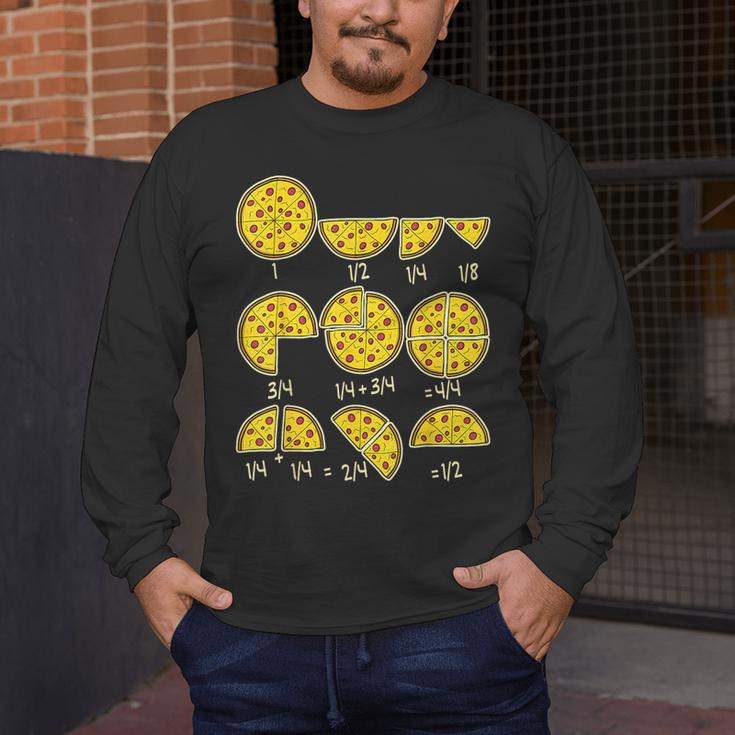 Pizza Salami Cheese Quick Math Fractions Math Teachers For Men Women Girls Kids Men's Long Sleeve T-Shirt, funny design