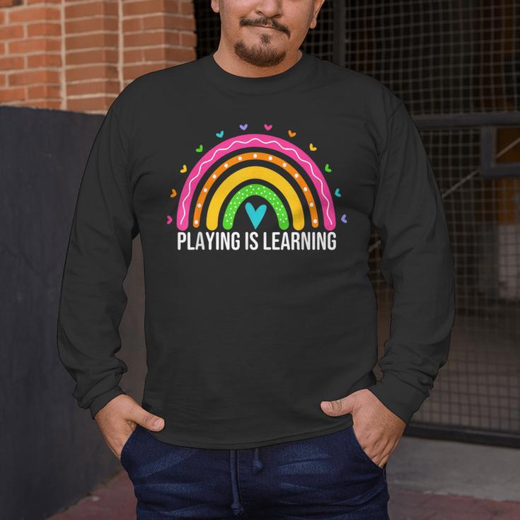 Playing Is Learning Early Childhood Education ECE Teacher Men's Long Sleeve T-Shirt, funny design Playing Is Learning Early Childhood Education ECE Teacher Men's Long Sleeve T-Shirt, funny design