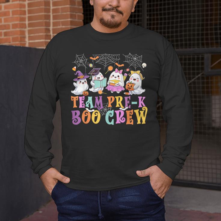 Pre-K Boo Crew Ghost Halloween Teacher Student Men's Long Sleeve T-Shirt, funny design