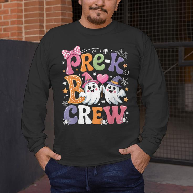 Pre-K Boo Crew Pre-K Teacher Student Kids Halloween Men's Long Sleeve T-Shirt, funny design