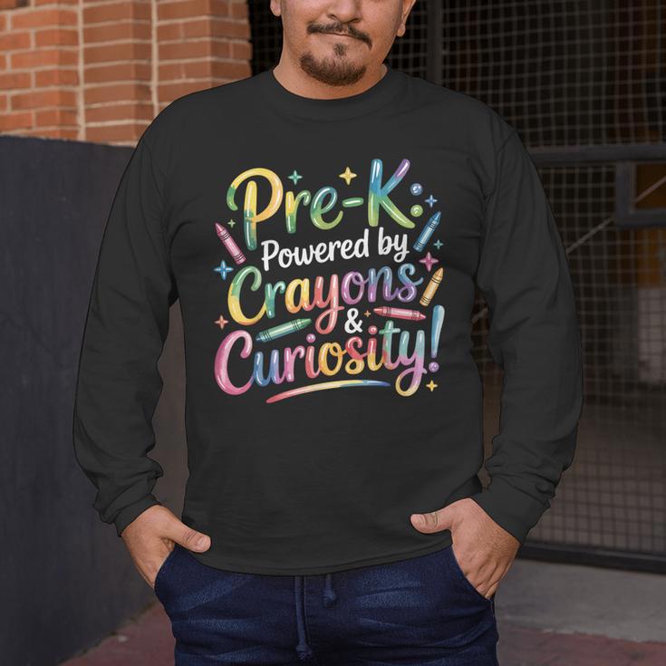 Pre-K Crayons & Curiosity Preschool Teachers Life Tie Dye Men's Long Sleeve T-Shirt, funny design