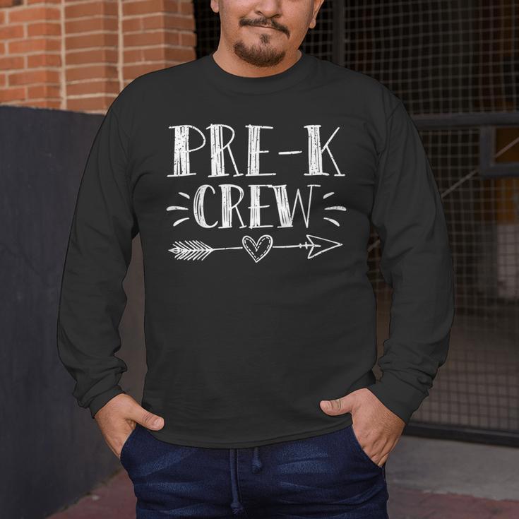 Pre-K Crew 1st Day Of School Pre-K Teacher Team Men's Long Sleeve T-Shirt, funny design Pre-K Crew 1st Day Of School Pre-K Teacher Team Men's Long Sleeve T-Shirt, funny design