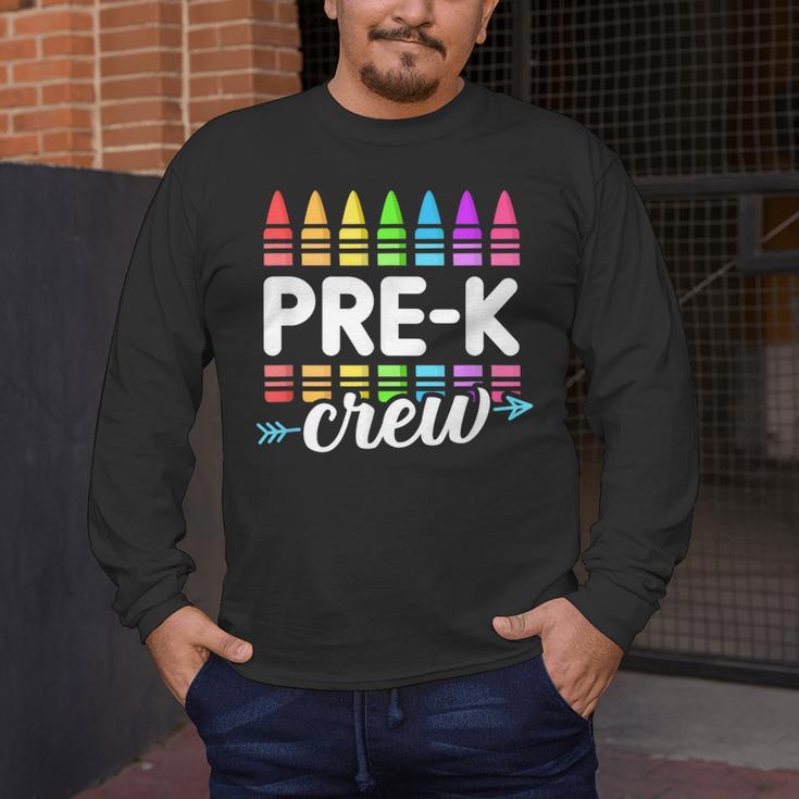 Pre-K Crew Teacher Team Squad Hello Back School Graduation Men's Long Sleeve T-Shirt, funny design Pre-K Crew Teacher Team Squad Hello Back School Graduation Men's Long Sleeve T-Shirt, funny design