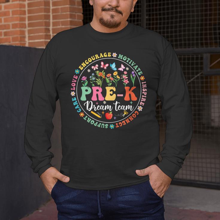 Pre-K Dream Team Back To School Teacher Flower Men's Long Sleeve T-Shirt, funny design Pre-K Dream Team Back To School Teacher Flower Men's Long Sleeve T-Shirt, funny design