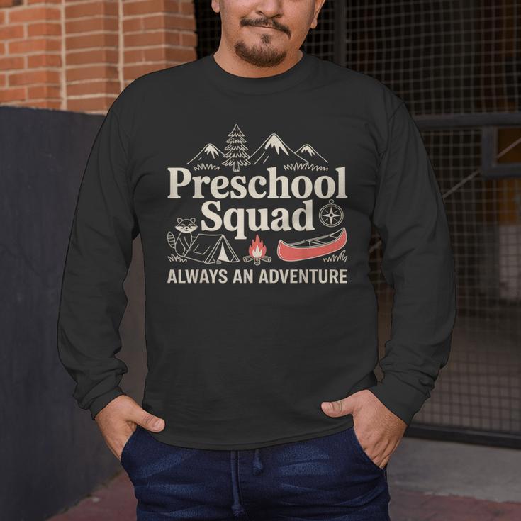 Pre-K Squad Adventure Camping Preschool Teacher Boy Girl Kid Men's Long Sleeve T-Shirt, funny design