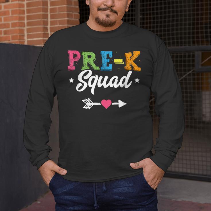 Pre-K Squad Teacher Student Kids Preschool Back To School Men's Long Sleeve T-Shirt, funny design