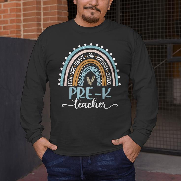 Pre-K Teacher Leopard Boho Rainbow Back To School Men's Long Sleeve T-Shirt, funny design Pre-K Teacher Leopard Boho Rainbow Back To School Men's Long Sleeve T-Shirt, funny design