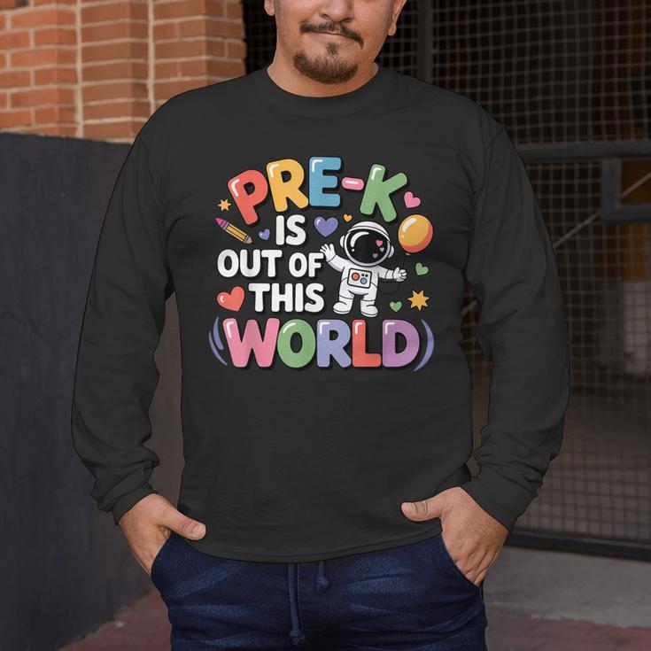 Pre-K Is Out Of This World Space Planets Teacher Men's Long Sleeve T-Shirt, funny design Pre-K Is Out Of This World Space Planets Teacher Men's Long Sleeve T-Shirt, funny design