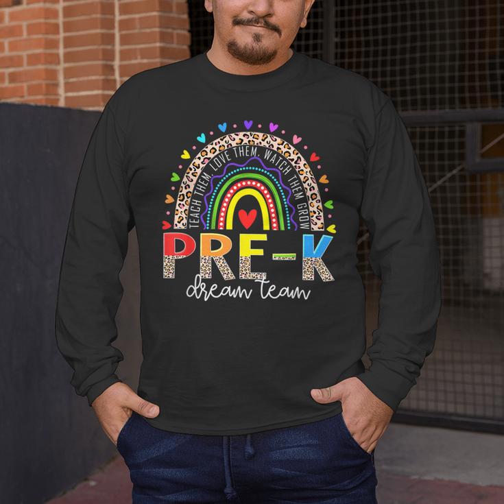 PreK Dream Team Leopard Rainbow Teacher Squad Back To School Men's Long Sleeve T-Shirt, funny design