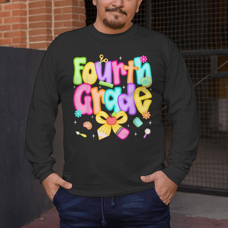Preppy Fourth Grade Back To School 4th Grade Teacher Girls Men's Long Sleeve T-Shirt, funny design