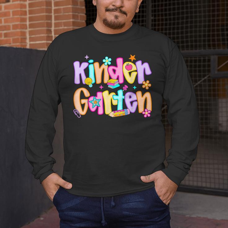 Preppy Kindergarten First Day Of School Teachers Girls Boys Men's Long Sleeve T-Shirt, funny design Preppy Kindergarten First Day Of School Teachers Girls Boys Men's Long Sleeve T-Shirt, funny design
