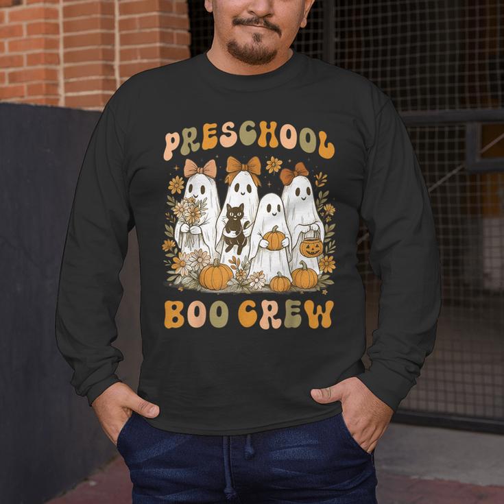 Preschool Boo Crew Teacher Kids Halloween Ghost Cat Pumpkin Men's Long Sleeve T-Shirt, funny design