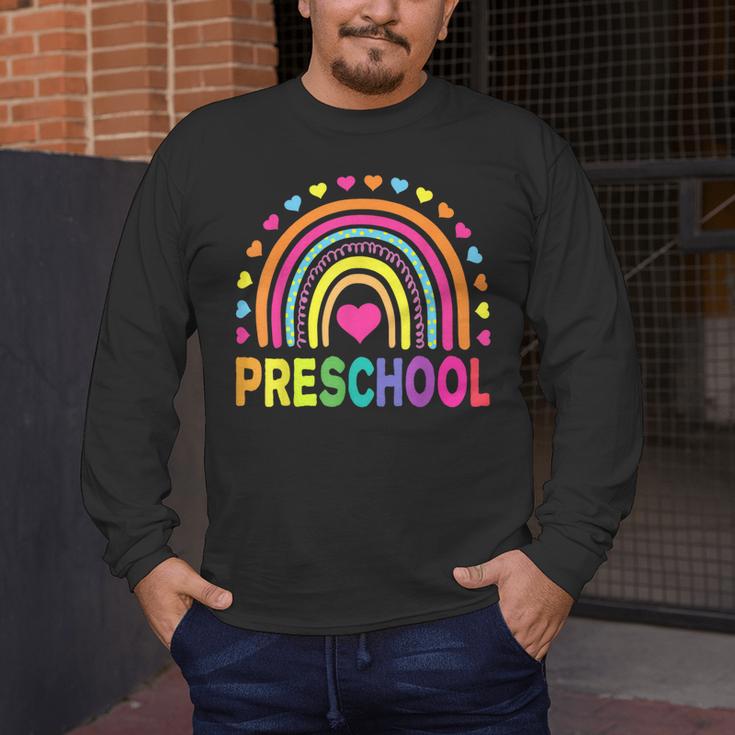 Preschool Rainbow Girls Boys Kids Teacher Back To School Men's Long Sleeve T-Shirt, funny design