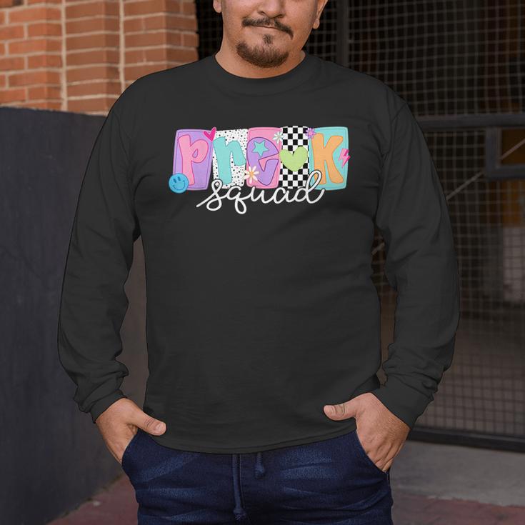 Preschool Squad Team Pre-K Crew Back To School Teacher Men's Long Sleeve T-Shirt, funny design Preschool Squad Team Pre-K Crew Back To School Teacher Men's Long Sleeve T-Shirt, funny design