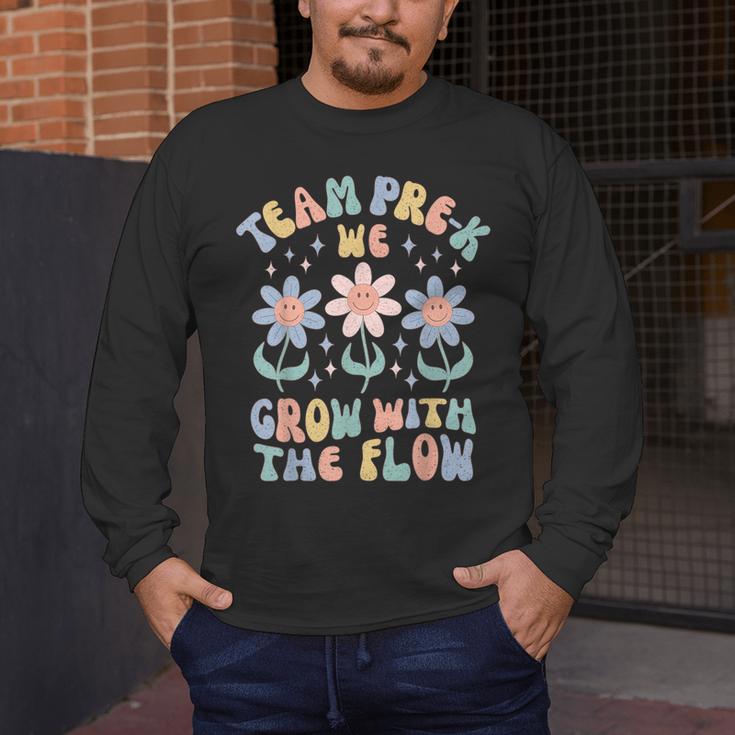 Preschool Teacher Appreciation Team Pre-K Grow With The Flow Men's Long Sleeve T-Shirt, funny design Preschool Teacher Appreciation Team Pre-K Grow With The Flow Men's Long Sleeve T-Shirt, funny design