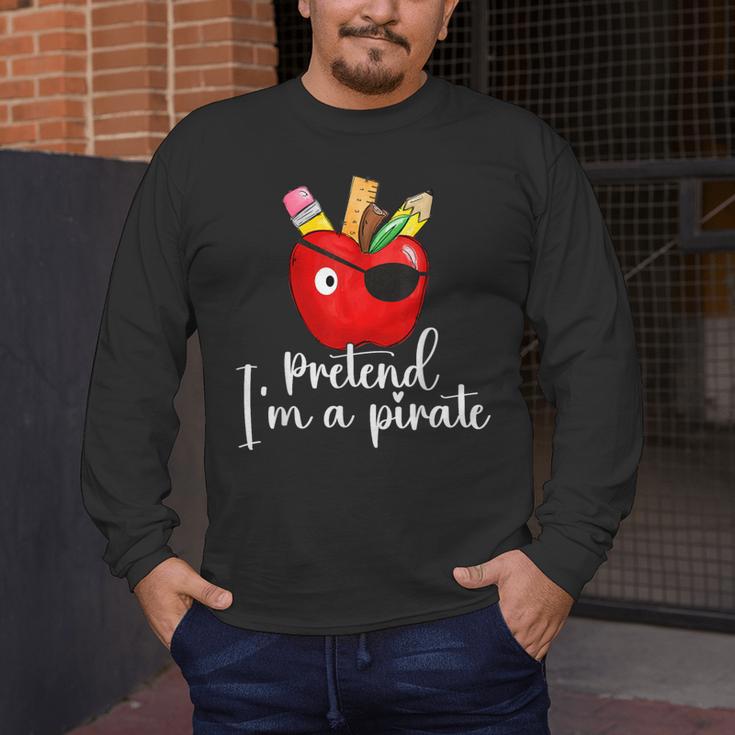 Pretend I'm A Pirate Teacher Apple Talk Like A Pirate Day Men Women Kids Men's Long Sleeve T-Shirt, funny design Pretend I'm A Pirate Teacher Apple Talk Like A Pirate Day Men Women Kids Men's Long Sleeve T-Shirt, funny design