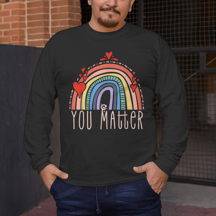 Pretty YOU MATTER Rainbow Positive Message Teachers Kids Men's Long Sleeve T-Shirt, funny design Pretty YOU MATTER Rainbow Positive Message Teachers Kids Men's Long Sleeve T-Shirt, funny design
