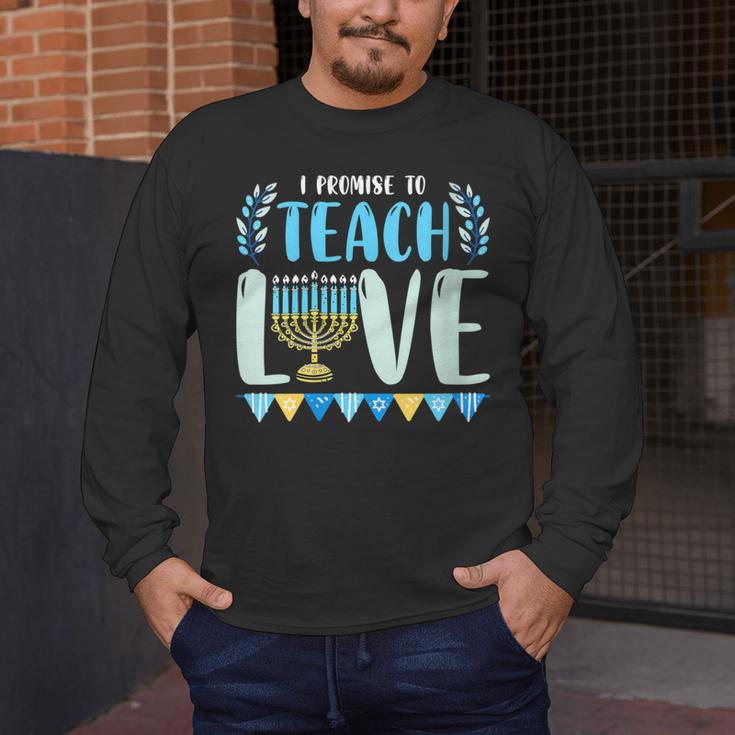 I Promise To Teach Love Hanukkah Chanukah Jewish Teacher Men's Long Sleeve T-Shirt, funny design I Promise To Teach Love Hanukkah Chanukah Jewish Teacher Men's Long Sleeve T-Shirt, funny design