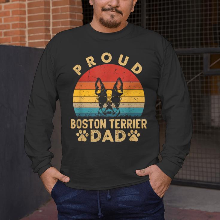 Proud Boston Terrier Dad Dog Owner Fathers Day Men Women Kids Men's Long Sleeve T-Shirt, funny design