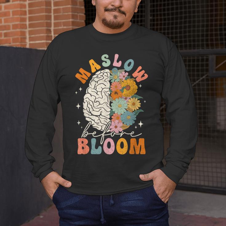 Psychologist Maslow Before Bloom Sped Teacher Classroom Men's Long Sleeve T-Shirt, funny design Psychologist Maslow Before Bloom Sped Teacher Classroom Men's Long Sleeve T-Shirt, funny design