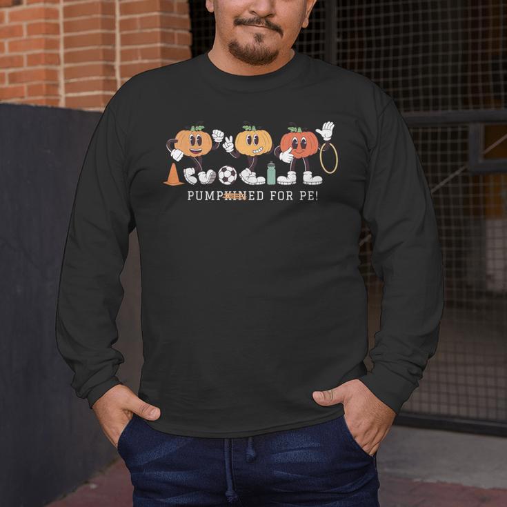 Pumpkin PE Teacher Team Physical Education Autumn Fall Men's Long Sleeve T-Shirt, funny design