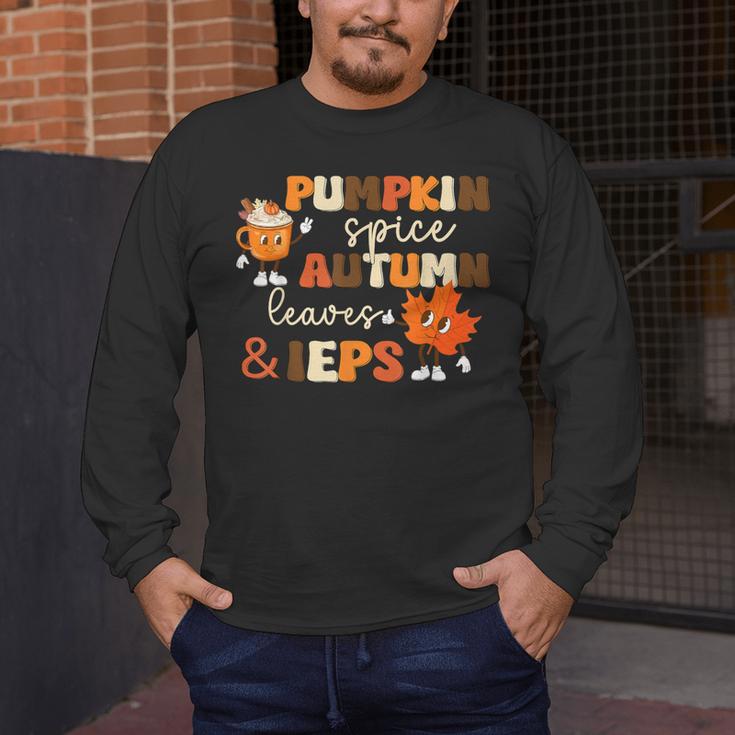 Pumpkin Spice Autumn Leaves IEPS Sped Teacher Fall Men's Long Sleeve T-Shirt, funny design Pumpkin Spice Autumn Leaves IEPS Sped Teacher Fall Men's Long Sleeve T-Shirt, funny design