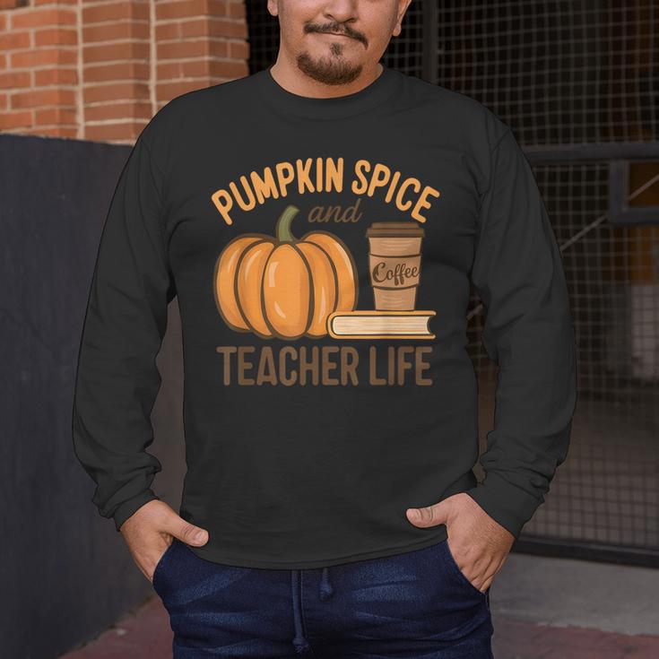 Pumpkin Spice And Teacher Life Halloween Teacher Men's Long Sleeve T-Shirt, funny design Pumpkin Spice And Teacher Life Halloween Teacher Men's Long Sleeve T-Shirt, funny design