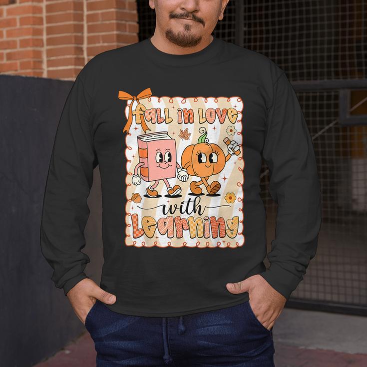 Pumpkin Teacher Preppy Fall In Love With Learning Autumn Men's Long Sleeve T-Shirt, funny design Pumpkin Teacher Preppy Fall In Love With Learning Autumn Men's Long Sleeve T-Shirt, funny design