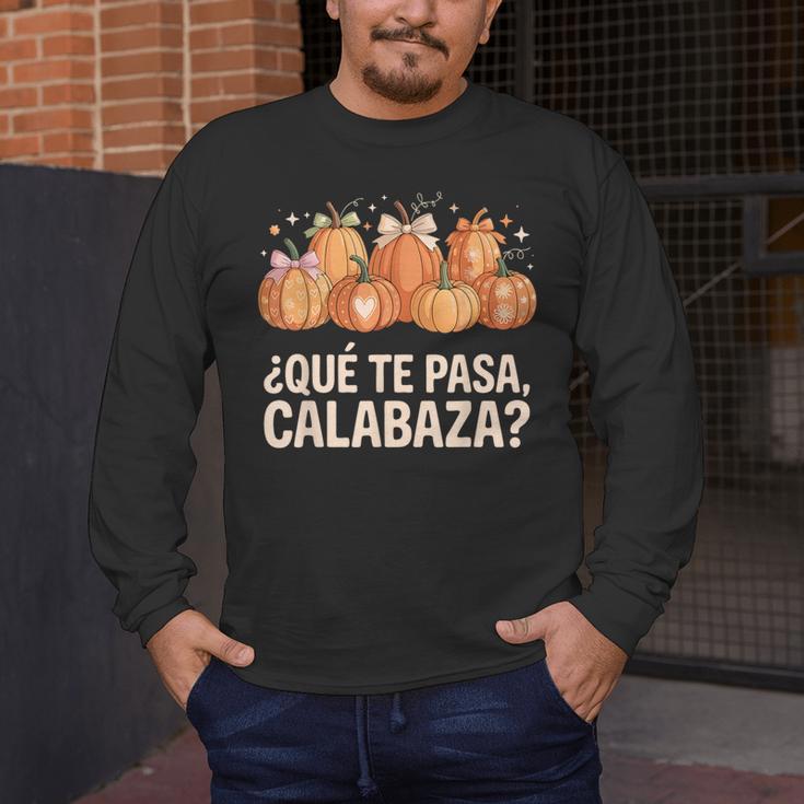 Qué Te Pasacalabaza Fall Immersion Teacher Spanish Teacher Men's Long Sleeve T-Shirt, funny design Qué Te Pasacalabaza Fall Immersion Teacher Spanish Teacher Men's Long Sleeve T-Shirt, funny design
