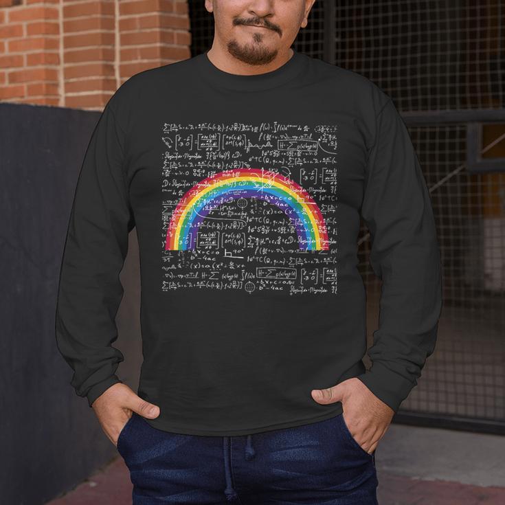 Rainbow Math Equation Teacher Nerd Retro LGBT Gay Pride Flag Men's Long Sleeve T-Shirt, funny design