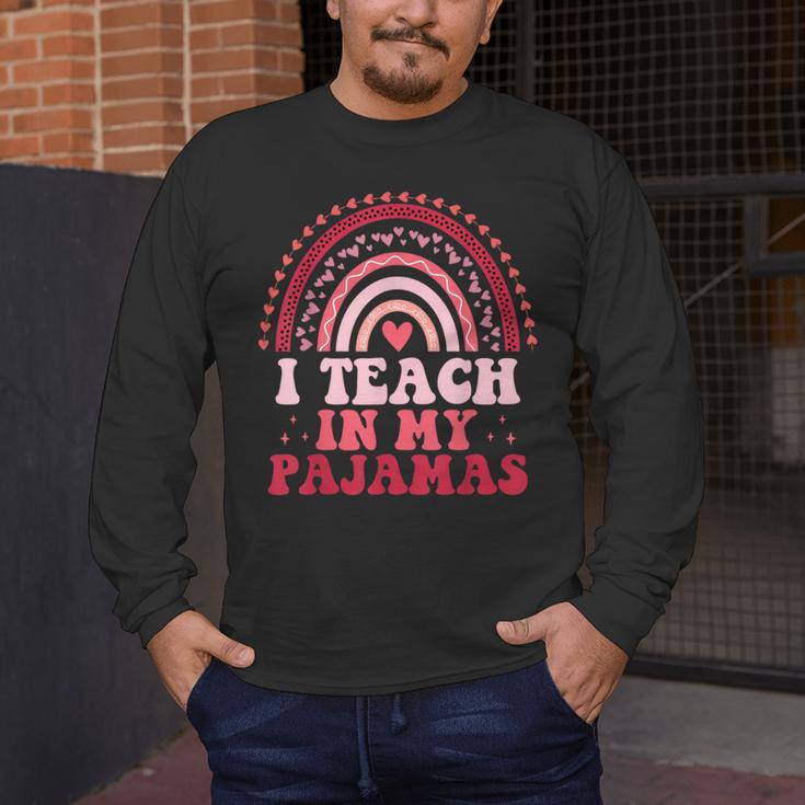 Rainbow Retro Homeschool Mom Teacher I Teach In My Pajamas Men's Long Sleeve T-Shirt, funny design Rainbow Retro Homeschool Mom Teacher I Teach In My Pajamas Men's Long Sleeve T-Shirt, funny design