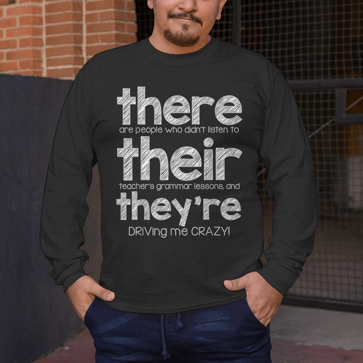 There Their They'Re English Grammar Teacher Humor Men's Long Sleeve T-Shirt, funny design