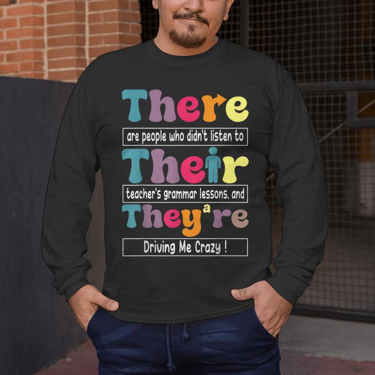 There Their They'Re English Teacher Grammar Memes Men's Long Sleeve T-Shirt, funny design