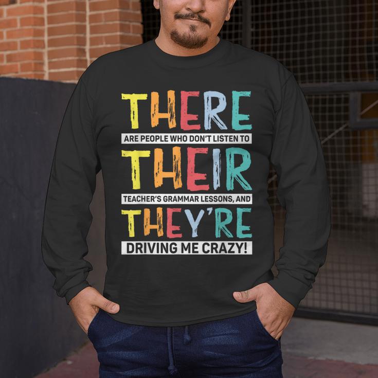 There Their They’Re Grammar Joke For English Teacher Student Men's Long Sleeve T-Shirt, funny design