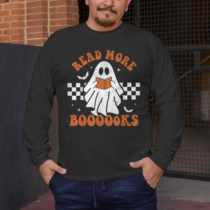 Read More Books Cute Ghost Reading Book Teacher Halloween Men's Long Sleeve T-Shirt, funny design