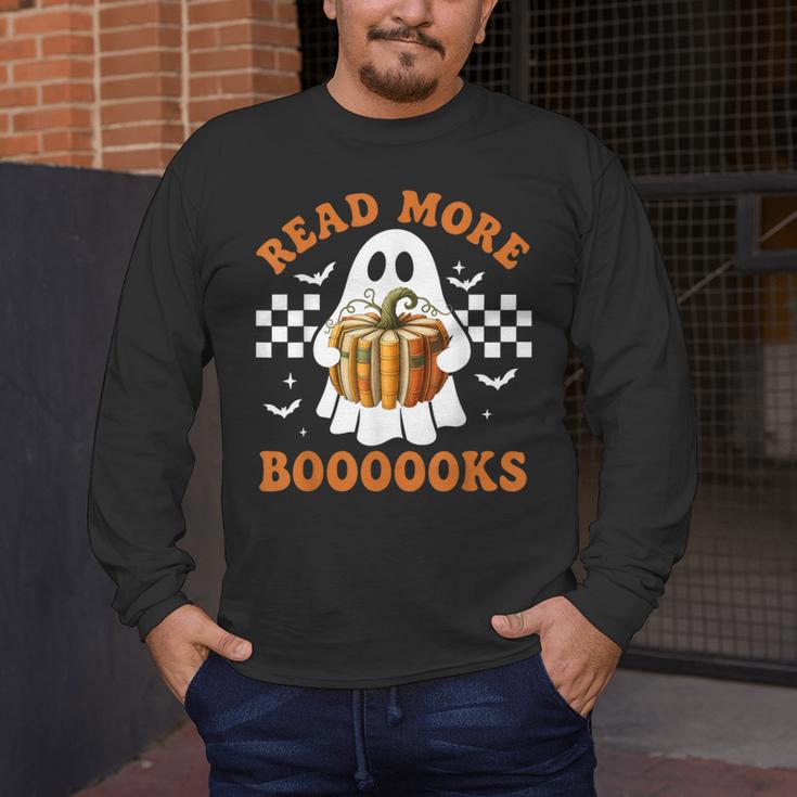 Read More Books Halloween Retro Pumpkin Reading Fall Teacher Men's Long Sleeve T-Shirt, funny design