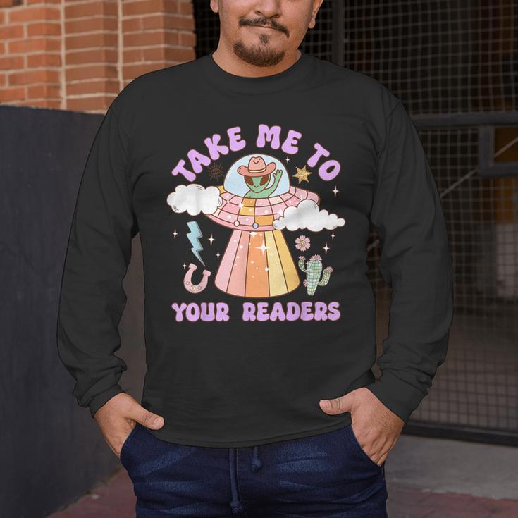 Take Me To Your Readers Alien Teacher Halloween Literacy Men's Long Sleeve T-Shirt, funny design Take Me To Your Readers Alien Teacher Halloween Literacy Men's Long Sleeve T-Shirt, funny design