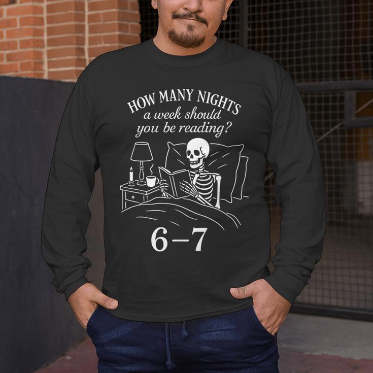 Reading 67 Meme English Teacher 67 Book Lover Humor Men's Long Sleeve T-Shirt, funny design
