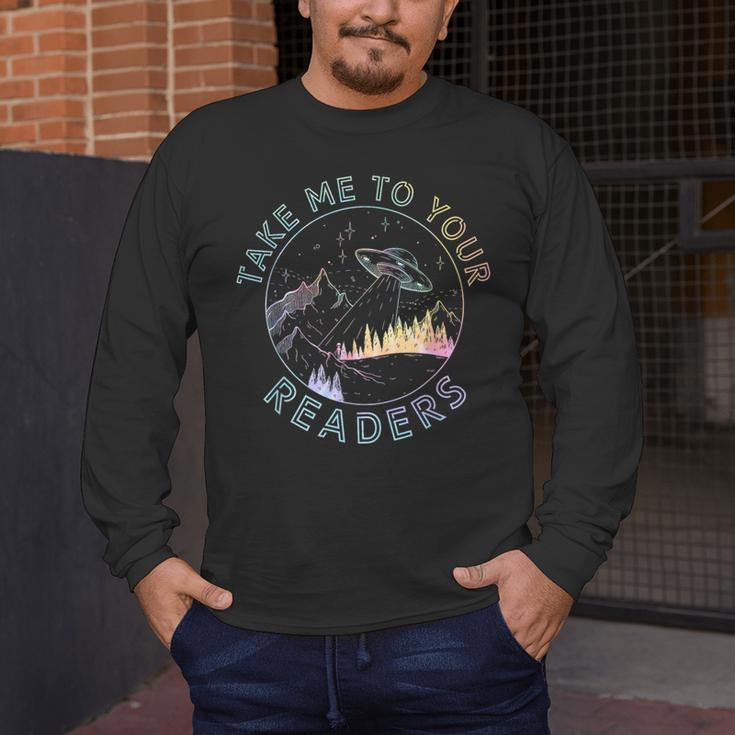 Take Reading English Teacher Library Alien Space T-S Tie Dye Men's Long Sleeve T-Shirt, funny design