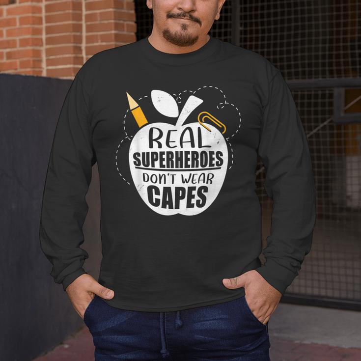 Real Superheroes Wear No Capes Teacher Design Teach Men's Long Sleeve T-Shirt, funny design Real Superheroes Wear No Capes Teacher Design Teach Men's Long Sleeve T-Shirt, funny design