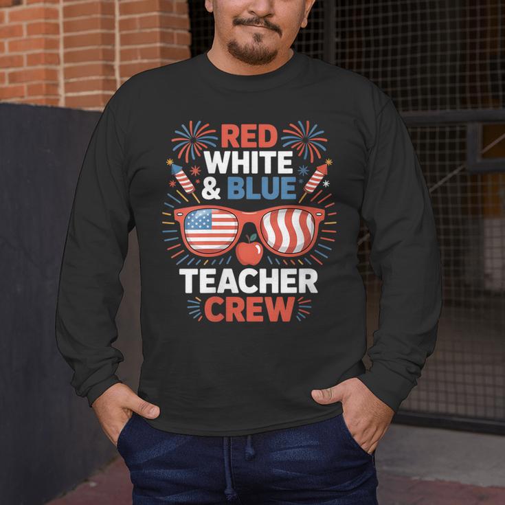 Red & Blue Teacher Crew Shirt 4th Of July Sunglasses Men's Long Sleeve T-Shirt, funny design Red & Blue Teacher Crew Shirt 4th Of July Sunglasses Men's Long Sleeve T-Shirt, funny design