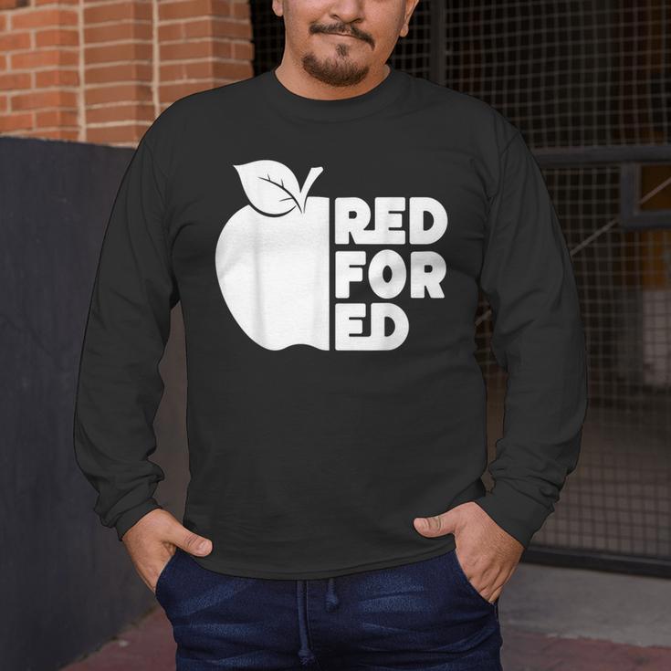 Red For Ed Teacher Support Public Education For Men Women Kids Men's Long Sleeve T-Shirt, funny design Red For Ed Teacher Support Public Education For Men Women Kids Men's Long Sleeve T-Shirt, funny design