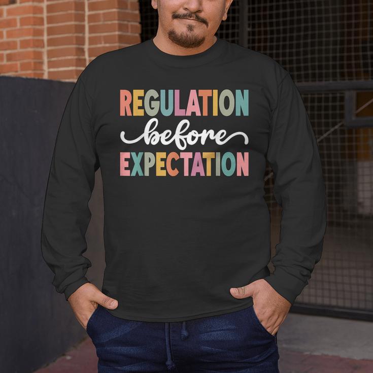 Regulation Before Expectation Cute ABA SPED Teacher Therapy Men's Long Sleeve T-Shirt, funny design Regulation Before Expectation Cute ABA SPED Teacher Therapy Men's Long Sleeve T-Shirt, funny design