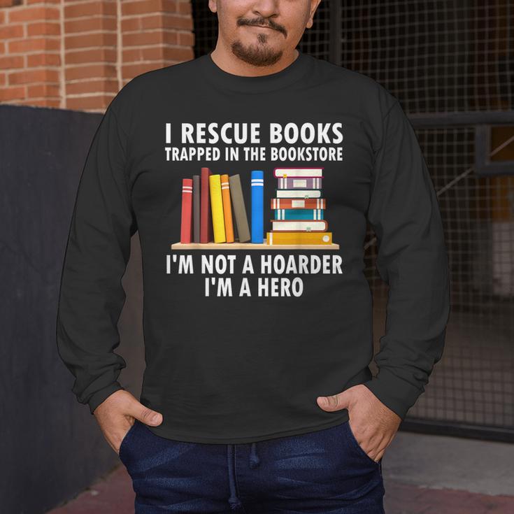 I Rescue Books Trapped In The Bookstore Book Teacher For Men Women Men's Long Sleeve T-Shirt, funny design