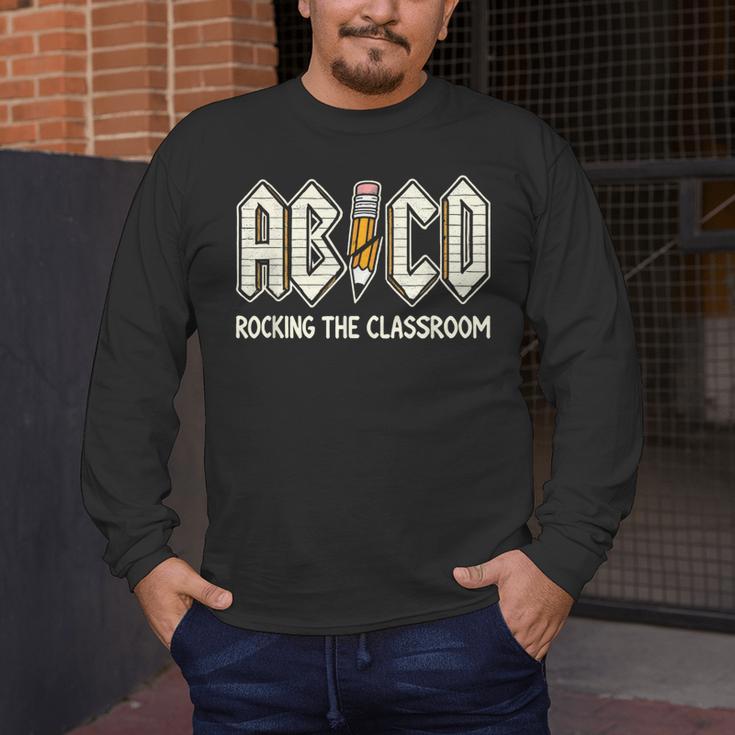 Retro Abcd Teacher Novelty Back To School Teacher Men's Long Sleeve T-Shirt, funny design Retro Abcd Teacher Novelty Back To School Teacher Men's Long Sleeve T-Shirt, funny design